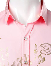 Load image into Gallery viewer, Men&#39;s Pink Floral Short Sleeve Button Down Shirt