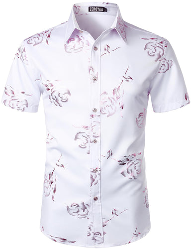 Men's Floral Short Sleeve Button Down Shirt