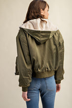 Load image into Gallery viewer, Reversible All Weather Fur Olive Bomber Jacket