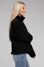 Load image into Gallery viewer, Black Cozy Sherpa Button-Front Jacket