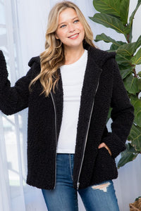 Sherpa Fur Black Hoodie Jacket