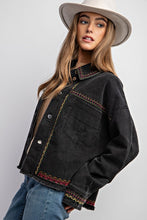 Load image into Gallery viewer, Embroidered Black Wash Cotton Jacket