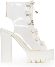 Load image into Gallery viewer, Transparent White Clear Chunky Heel Platform Boots