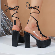 Load image into Gallery viewer, Transparent Black Clear Chunky Heel Platform Boots