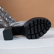 Load image into Gallery viewer, Transparent Black Clear Chunky Heel Platform Boots