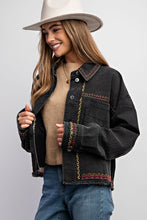 Load image into Gallery viewer, Embroidered Black Wash Cotton Jacket