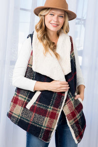 Warm Multi-Pattern Sleeveless Plaid Vest