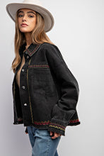 Load image into Gallery viewer, Embroidered Black Wash Cotton Jacket