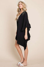 Load image into Gallery viewer, Black Wide Sleeves Ruffle Kimono Cardigan