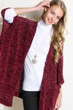 Load image into Gallery viewer, Cardigan Burgundy Cape Poncho