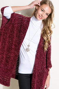 Cardigan Burgundy Cape Poncho