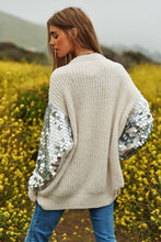 Load image into Gallery viewer, Sequin Sleeve Sweater Knit Tunic Top