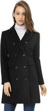 Load image into Gallery viewer, Sophistcated Black Double Breasted Long Sleeve Trench Coat