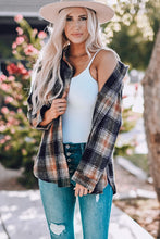 Load image into Gallery viewer, Rounded Black Hem Plaid Shacket with Slits