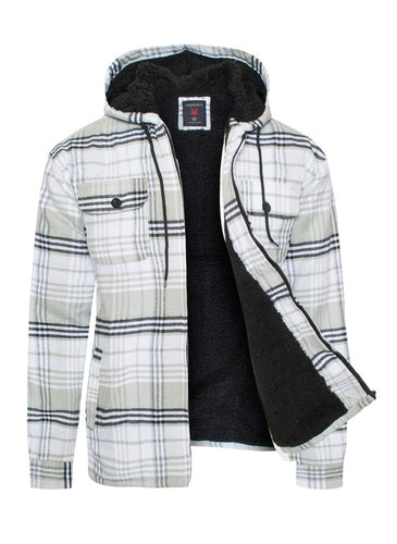 Men's White Flannel Sherpa Lining Jacket