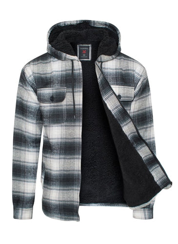 Men's Black Flannel Sherpa Lining Jacket