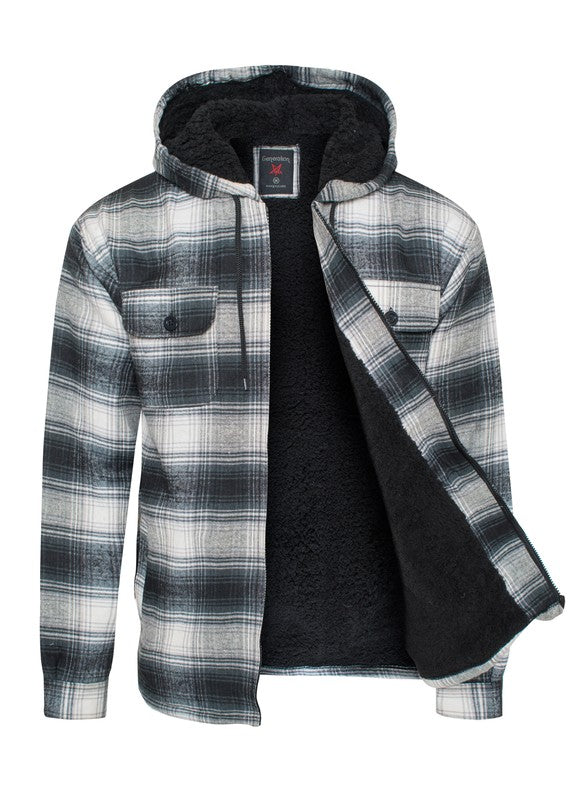 Men's White Flannel Sherpa Lining Jacket