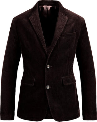 Men's Vintage Style Reddish Brown Corduroy Long Sleeve Suit Blazer