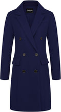 Load image into Gallery viewer, English Dark Green Lapel Double Breasted Long Wool Pea Coat