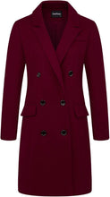 Load image into Gallery viewer, English Dark Green Lapel Double Breasted Long Wool Pea Coat