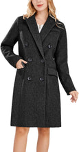 Load image into Gallery viewer, English Dark Green Lapel Double Breasted Long Wool Pea Coat