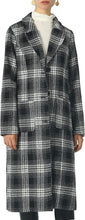 Load image into Gallery viewer, Sophisticated Wool Black Plaid Long Sleeve Mid Length Jacket