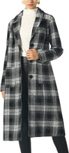 Load image into Gallery viewer, Sophisticated Wool Black Plaid Long Sleeve Mid Length Jacket