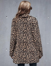 Load image into Gallery viewer, Leopard Brown Printed Comfy Knit Lapel Long Sleeve Jacket