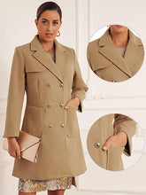 Load image into Gallery viewer, Khaki Chic Double Breasted Long Sleeve Trench Coat