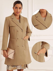 Khaki Chic Double Breasted Long Sleeve Trench Coat