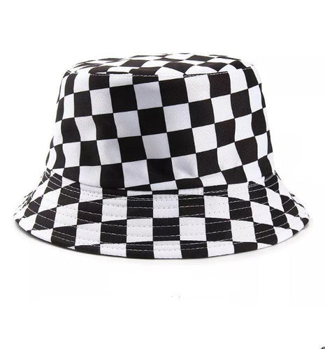 Checked Black Unisex Summer Bucket Hat