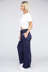 Casual Black Cozy Terry Lounge Pants