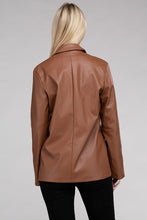 Load image into Gallery viewer, Premium Black Faux Legan Leather Blazer