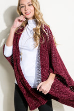 Load image into Gallery viewer, Cardigan Burgundy Cape Poncho