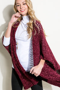 Cardigan Burgundy Cape Poncho