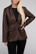 Load image into Gallery viewer, Premium Black Faux Legan Leather Blazer