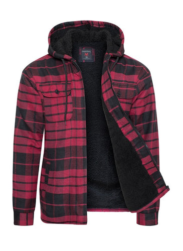 Men's Red Flannel Sherpa Long Sleeve Lining Jacket