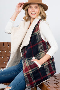 Warm Multi-Pattern Sleeveless Plaid Vest