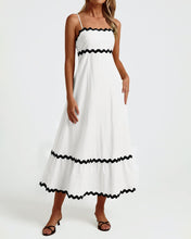 Load image into Gallery viewer, Boho White Trimed Sleeveless Loose Flowy Maxi Dress