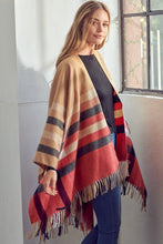 Load image into Gallery viewer, Plaid Khaki Pattern Shawl Poncho