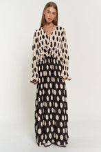 Load image into Gallery viewer, Polka Dot Ruffled Long Sleeve Pleated Maxi Dress