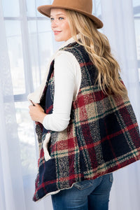 Warm Multi-Pattern Sleeveless Plaid Vest