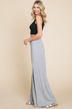 Load image into Gallery viewer, Heather Grey High Waist Deep Slit Wide Leg Pants