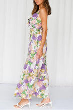 Load image into Gallery viewer, Pretty Purple Floral Print Wide Leg Jumpsuit