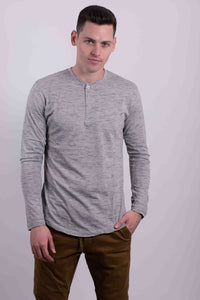 Men's Black Long Sleeves Henley T-shirt