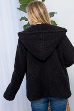 Load image into Gallery viewer, Sherpa Fur Black Hoodie Jacket