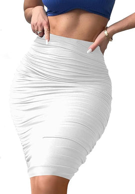 High Waist Bodycon White Mini Skirt