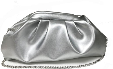 Cocktail Party Cloud Style Silver Clutch Evening Bag