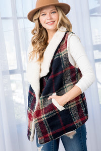 Warm Multi-Pattern Sleeveless Plaid Vest