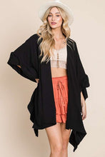 Load image into Gallery viewer, Black Wide Sleeves Ruffle Kimono Cardigan